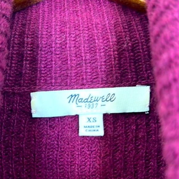 Madewell - Burgundy Ribbed High And Low Slit Turtleneck Sweater Size XS - Picture 7 of 10